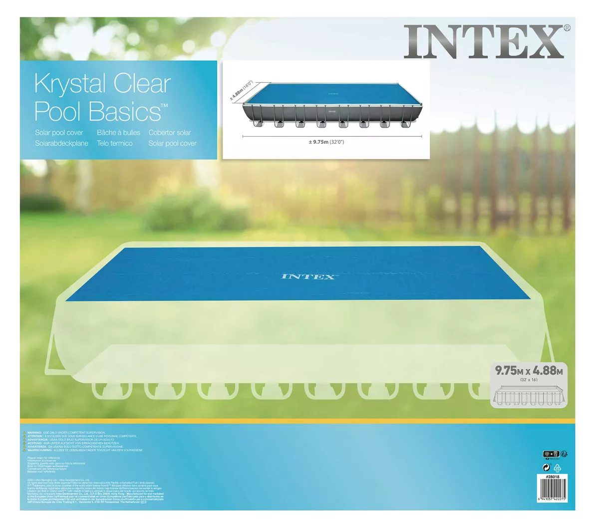 Intex 32ft x 16ft Solar Cover Retangular Ultra Frame Swimming Pool 28018