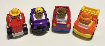 2009 & 2010 Fisher Price Little People (4) WHEELIES VEHICLES w/MALE DRIVERS