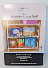 Mainstays 3-Tier Adjustable Storage Shelf, White New Sealed