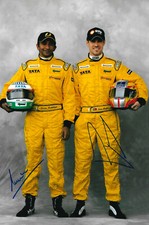 Narain Karthikeyan & Tiago Monteiro "Jordan" Autogramm signed 20x30 cm Bild