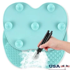 Silicone Makeup Brush Cleaner Mat W/ Suction Cup Portable Scrubber Tool New