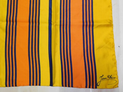 Foulard En Soie 100% Pure Vintage Jean Paix - 84x86cm - Motif Floral Années 80 - Occasion