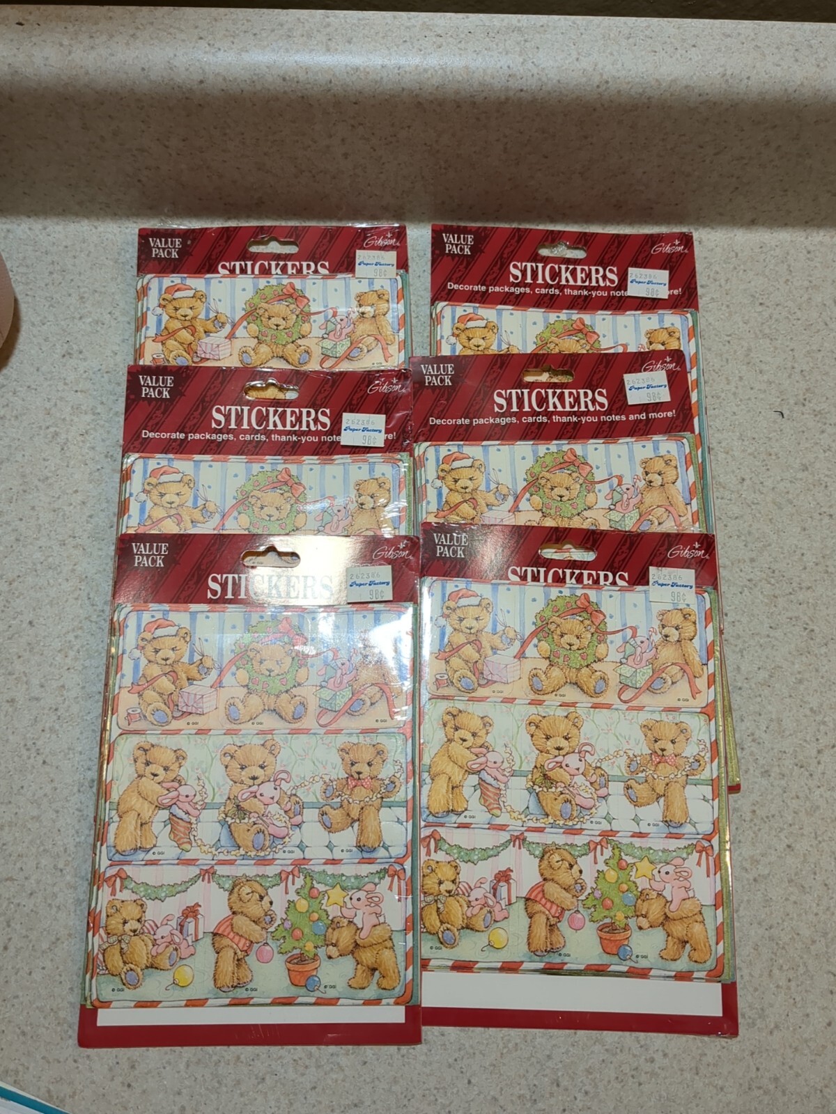 Gibson Greetings Teddy Hugglesbie Christmas  Stickers 6pk