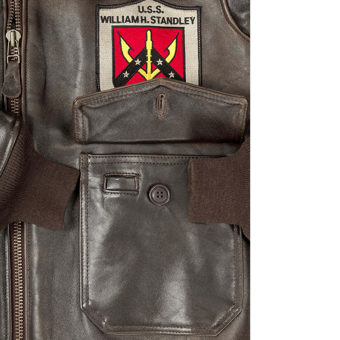 COCKPIT USA TOP GUN NAVY G-1 LEATHER JACKET BROWN MADE IN USA G1