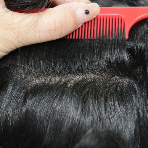 Mens Toupee Human Hair System Lace Front Fine Mono Off Black Hair Pieces #1B - Picture 8 of 11