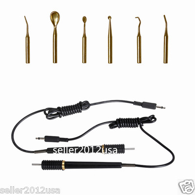 6 Dental Electric Waxer Tips Set + 2 Replacement Wax Carving Knife Pen Pencil CE