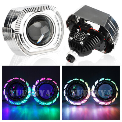 3.0'' LED Projector Lens LED Angel Eyes Shrouds H4 H7 9005 Retrofit Headlight