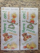 Suzy's Zoo - 2 Scrapbook Border Stickers: New born.