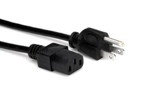 Hosa PWC-148 8 FT Power Cord 18 AWG, IEC C13 to NEMA 5-15P