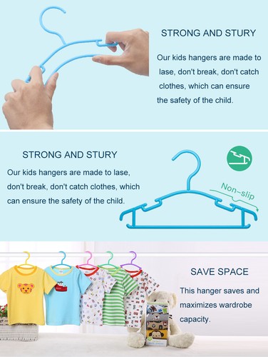 20/60PCS Colored Children Kids Coat Hangers Child Baby Clothes Hanger Cloth Rack - Picture 5 of 14