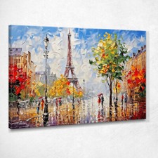 Quadro Moderno Città Astratto Passeggiata Autunnale A Parigi Con Vista Sulla To