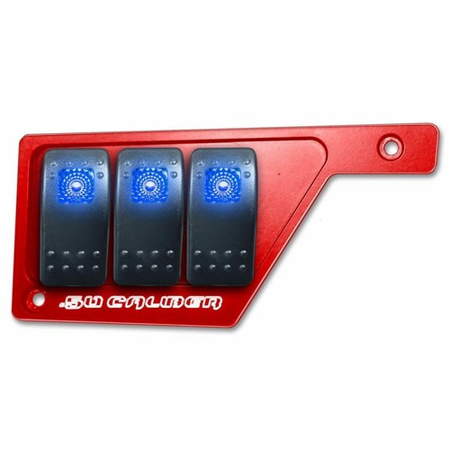 Red Left Dash Switch Panel Plate for Polaris RZR - 3 Rocker Switches Included! - Picture 2 of 9