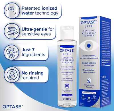 2x Optase Life Sensitive Eye Make-up Remover - Gentle Ionized Cleanser, a Step Up