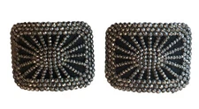 Antique French Faceted Cut Steel Made In France  Art Deco Show Buckles Pair Set
