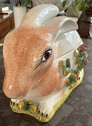 Mid 20th Century Bonwit Teller Italian Majolica Floral Rabbit Italy ...