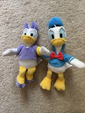 Lot of 2 Disney Store Donald  Daisy Duck Bean Bag 9" Plush Stuffed Animals Toys