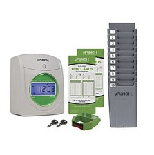 Upunch HN1500c Employee Time Clock Bundle With 100-Cards  1 Time Card Rack