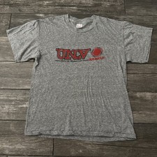 VTG 80s SPORTSWEAR UNLV RUNNIN REBELS HEATHER GREY USA MADE T-SHIRT COLLEGE XL