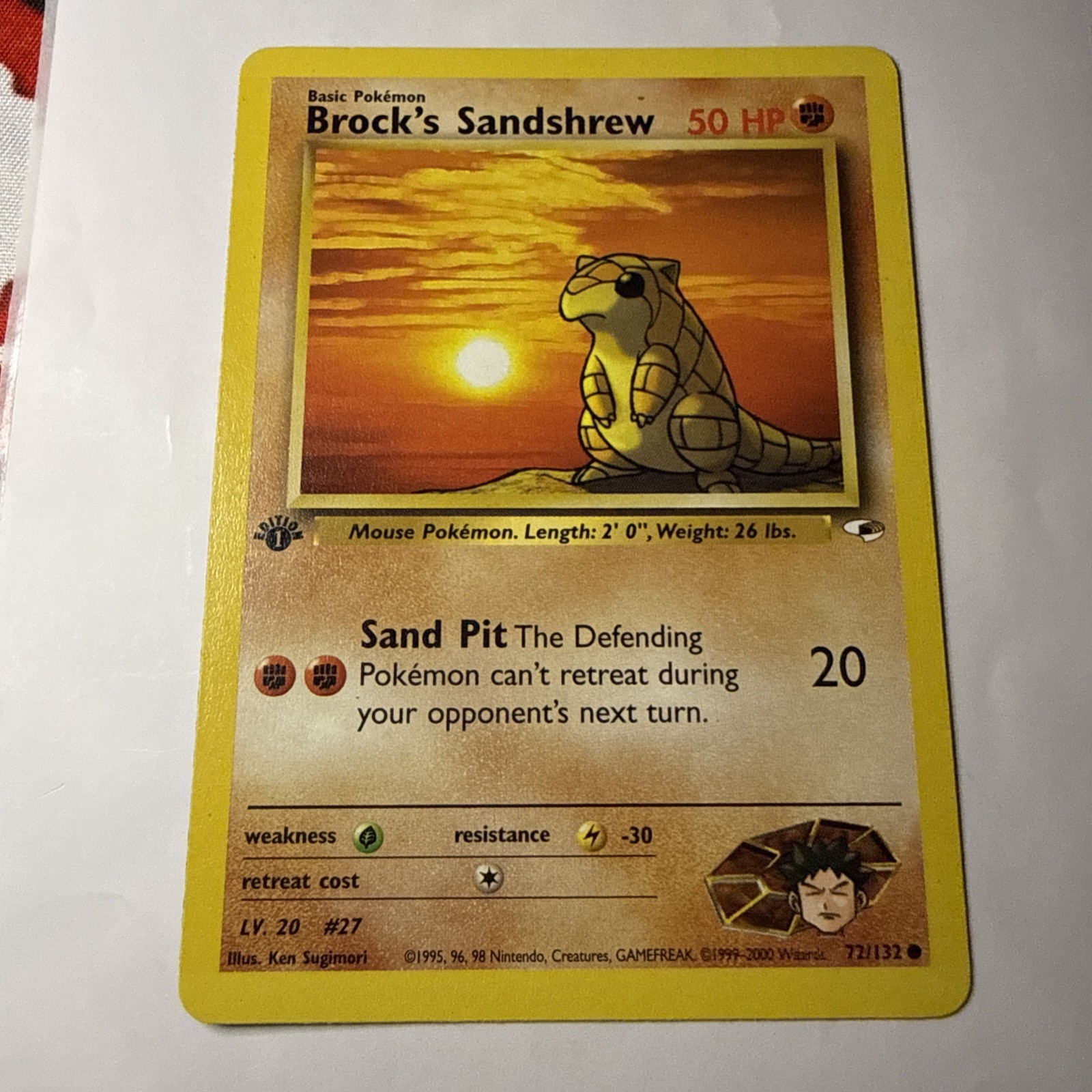1st Edition Brock’s Sandshrew 72/132 - Gym Heroes - Near Mint
