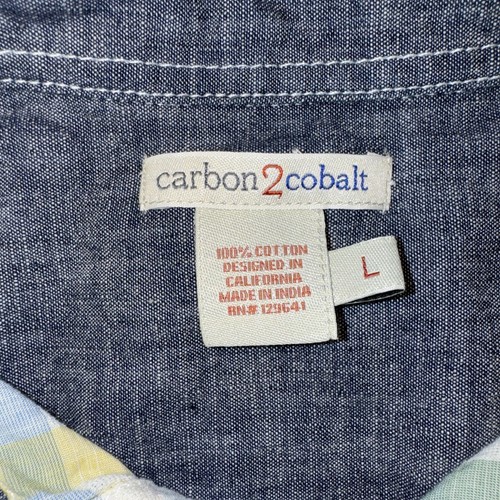 Carbon 2 Cobalt Men's L Cotton Multicolored Plaid Long Sleeve Button Shirt - Picture 2 of 7
