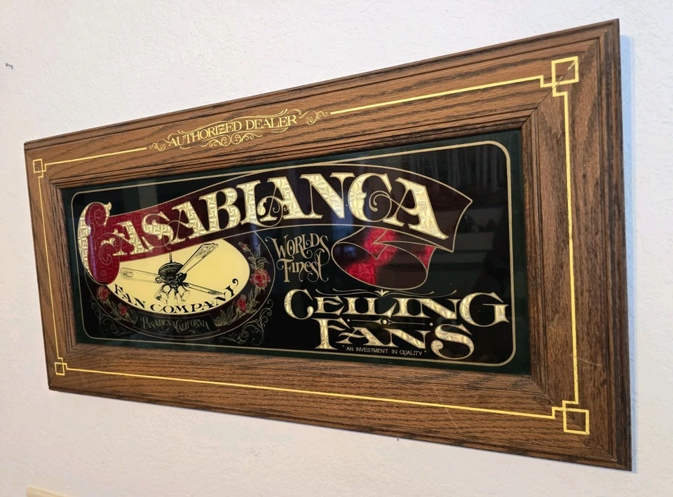 CASABLANCA "Worlds Finest Ceiling Fan" FRAMED STORE SIGN - 29.5 x 14.5 - Rare!!! - Image 4 of 4