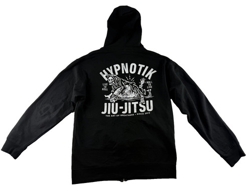 Hypnotik Jiu Jitsu Hoodie Mens Medium Black Full Zip BJJ MMA Fleece Lined