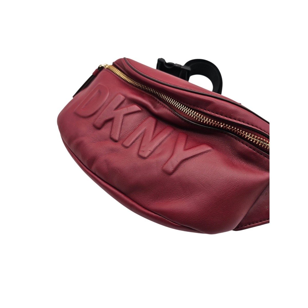 DKNY Tilly Logo Fanny Pack Waist Belt Bag Leather Gold 