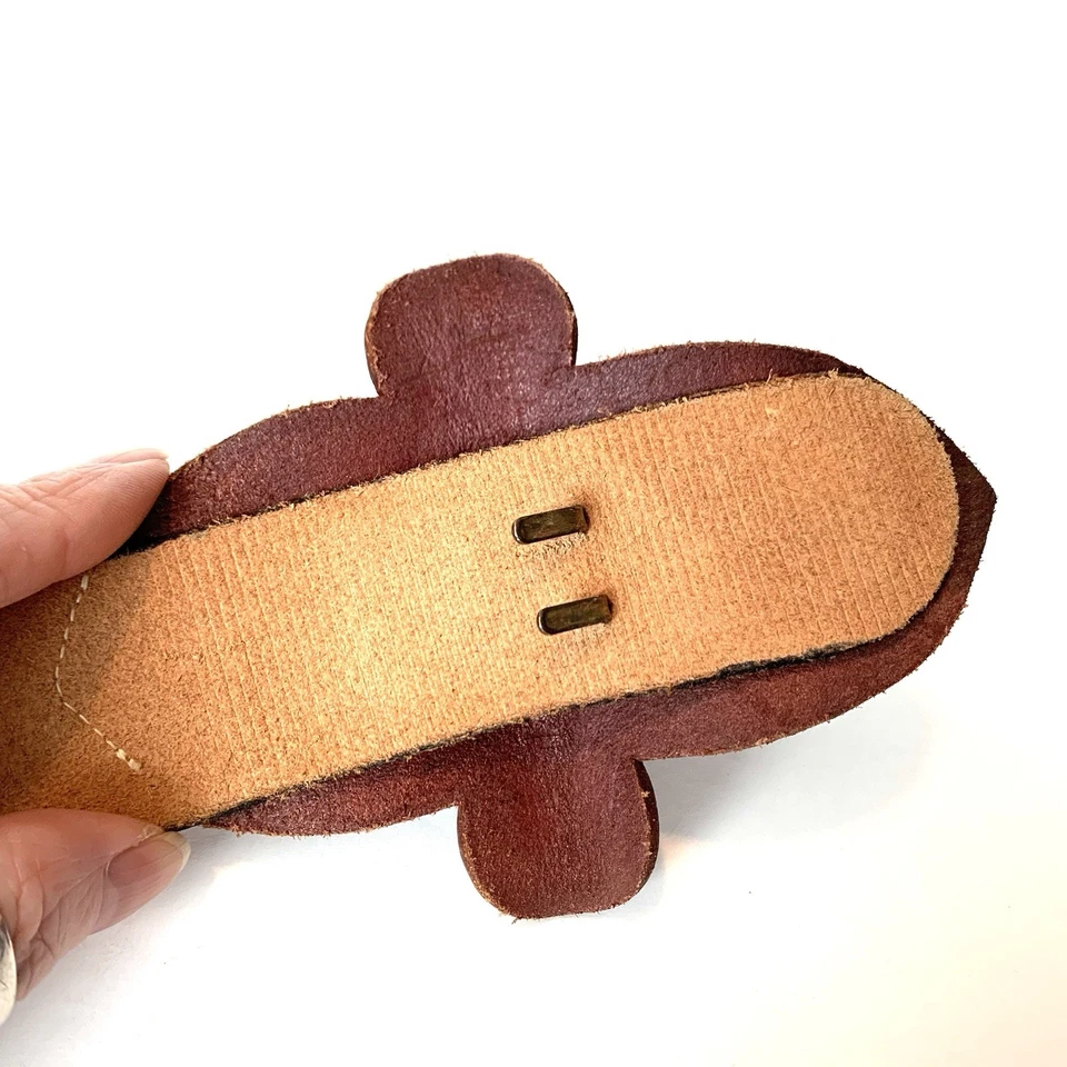 Vintage Anne Klein for  Calderon 8942 Oxblood Med Leather Belt Sculptural Buckle - Image 3 of 4