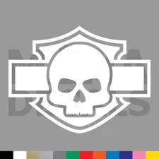 Harley Badge Skull Vinyl Die Cut Decal Sticker - Shield Motorcycle Biker