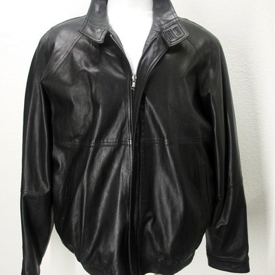 Bruno Magli Italian Black Buttersoft Leather Bomber Jacket US 46 EU 56 ITALY E33