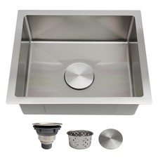Delironexu 15x18 in Undermount Bar Sink - 18 Gauge Stainless Steel, Single