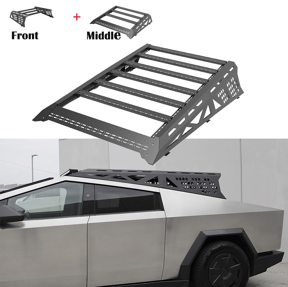 Black Steel Sport Roll Bar For 2024-2026 Tesla Cybertruck Roof Racks Cross Bars