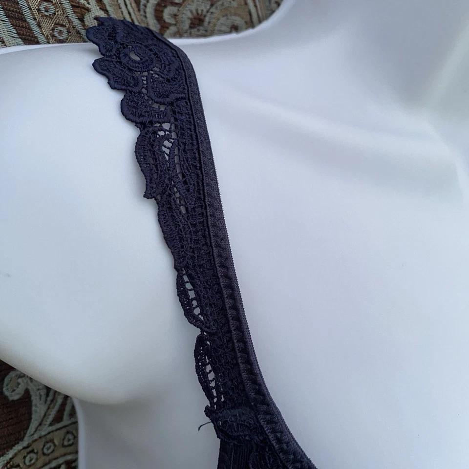 Sujetador vintage CHANTELLE 34D elegante camiseta con aros azul marino encaje 3016 RARO Foto 4 de 4
