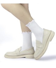 Ruffle Socks Women Lightweight Cotton Socks Turn-Cuff Frilly Sock Casual 6 Pk