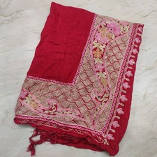Ethnic Traditional Kashmiri Aari Hand Embroidered Pashmina Shawl Throw Stole