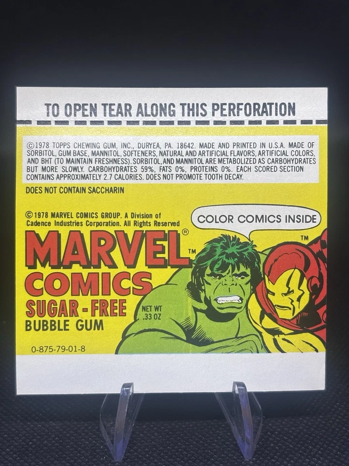 1978 Topps Marvel Comics Bubble Gum WRAPPER & COMIC UN-USED ALL 4 ART WORKS NM/M - Image 3 of 4
