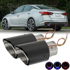 For Nissan Altima 2PCS Carbon Fiber Exhaust Tips Pipe 2.5" in 3.5" Out w/ Light