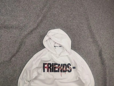 Vlone Friends Nightmare white hoodie with raw edges and graphic print USA Made