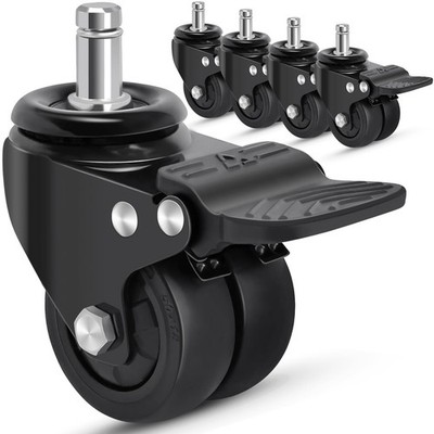 Nefish Office Chair Caster Wheels with Brake, 11mm, 2 Inch Heavy Duty Rubber ...