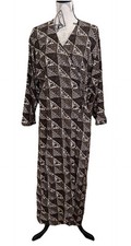 Michael Michael Kors Wrap Dress Maxi USA Geometric Modest Medium Brown & White
