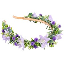 Purple Flower Crown Headband, Adjustable Fairy Floral Headpiece Purple