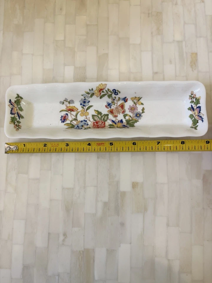 AYNSLEY ENGLISH COTTAGE GARDEN Fine Bine China Serving Tray England Trinket Dish - Image 3 of 4