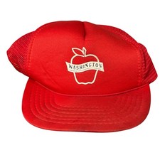 Washington Apple Hat Cap Snap Back One Size Red Mesh Trucker State Logo Mens