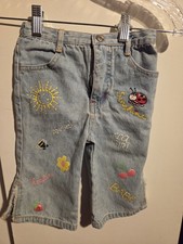 Vintage Kids Headquarters Jeans 2T Toddler Girls Light Blue Denim Flower, Sun