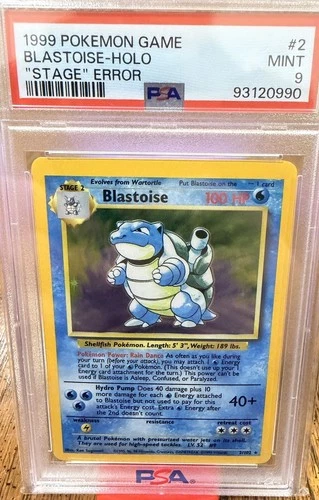 1999 Pokemon Blastoise Holo Base Set Stage Error #2 PSA 9 Pop 118