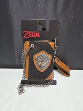 Legend of Zelda Game Hylian Shield Metal Logo Tri-Fold Wallet W/Chain NWT