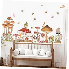 Woodland Mushroom Wall Decals Spring Forest Grass Easter Wall Stickers Girls