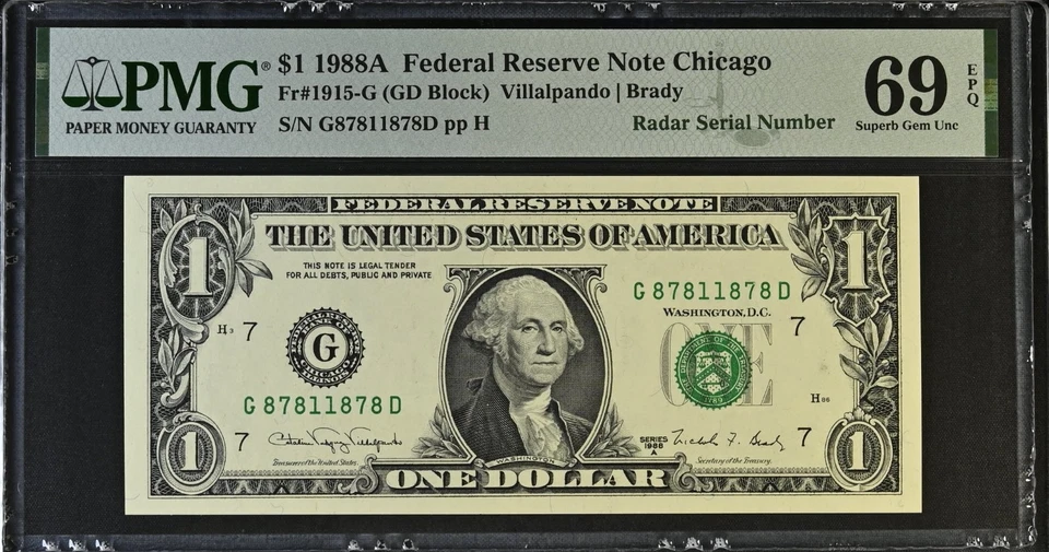 RARE 5 - Radar Notes all With Same Serial Numbers. Graded Superb Gem - Choice Un - Image 2 of 4