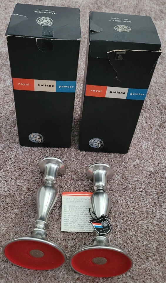 Candelabro cónico de peltre Royal Holland 2 Polonia Gevernist de colección Foto 4 de 4