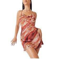 SHEIN Women’s Orange cowl Neck Mini Dress Medium 